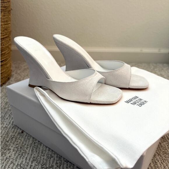 MARYAM NASSIR ZADEH Lido Wedge – Pearl (Size 38.5) Italian Made - Picture 1 of 6